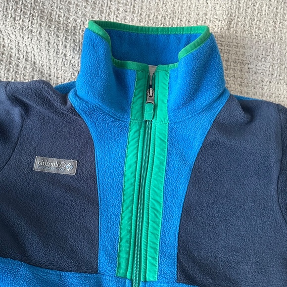 Columbia Back Bowl Full-Zip Fleece Boys Collegiate/Bright Indigo/Green XL(16) - Picture 4 of 6